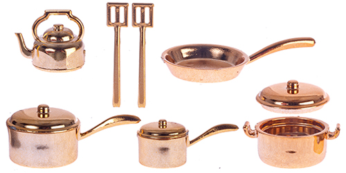 Pot  and  Pan Set/Stn Brn, 10 pc.